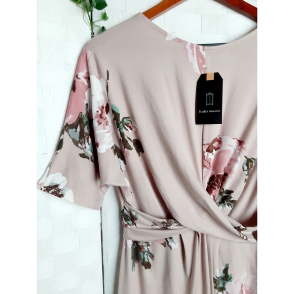 Kayla's Armoire Floral Faux-Wrap Assymetric Dress - Picture 10 of 16